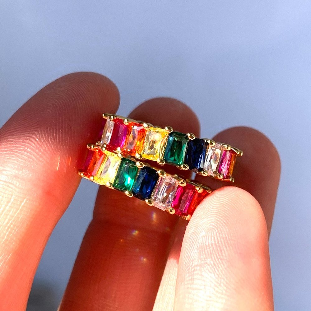 NEW~ Anthropologie Rainbow Colorful Gemstone Statement Ring - Picture 7 of 9